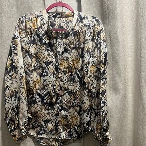 Worthington Black and Gold Snake Print Blouse